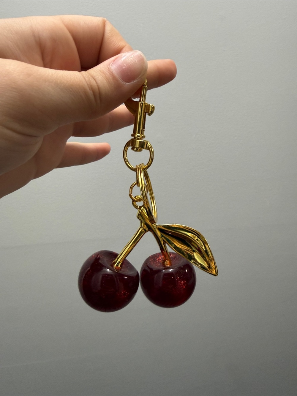 Gold Cherry Pendant Keychain - Women's Jewelry